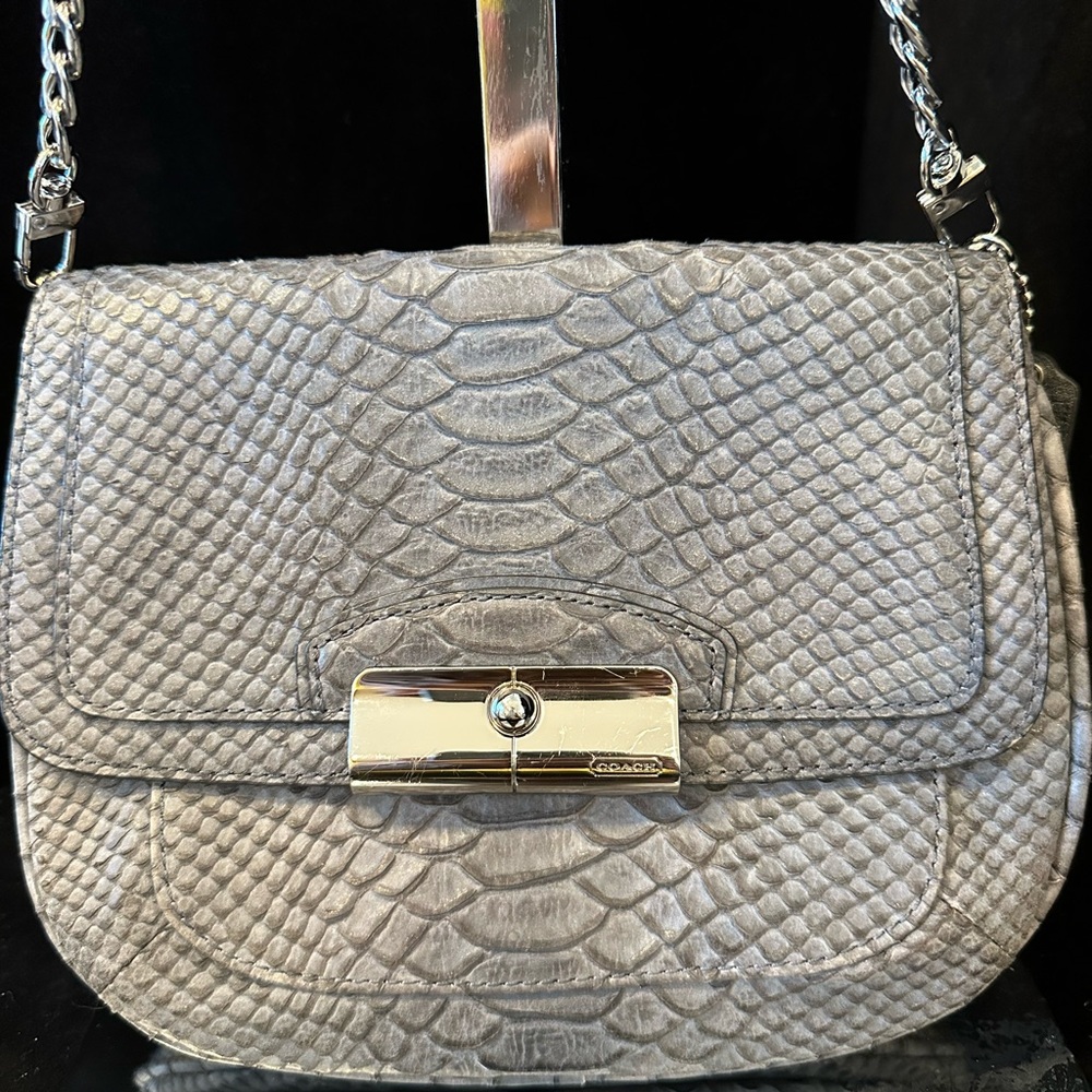 Coach Kristen Gray Snake Print Crossbody Bag